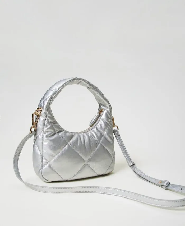 Twinset Handbags Small Padded And Quilted Hobo Bag Silver 8211 Bags