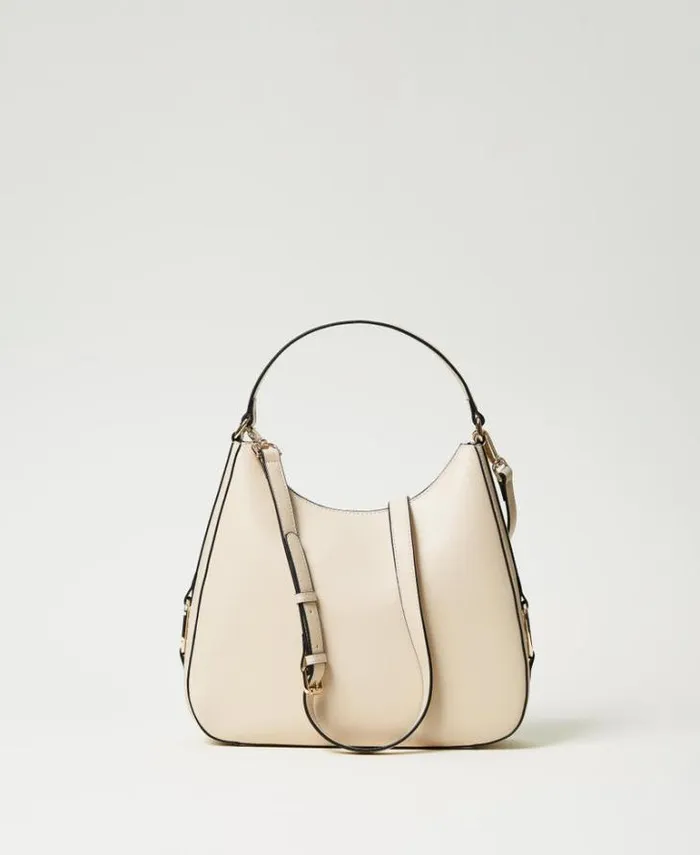 Twinset Hobo Bags Hobo Bag With Oval T Buckle Old White 8211 Bags