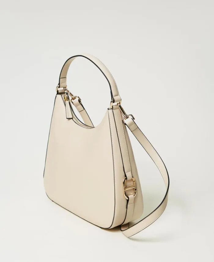 Twinset Hobo Bags Hobo Bag With Oval T Buckle Old White 8211 Bags