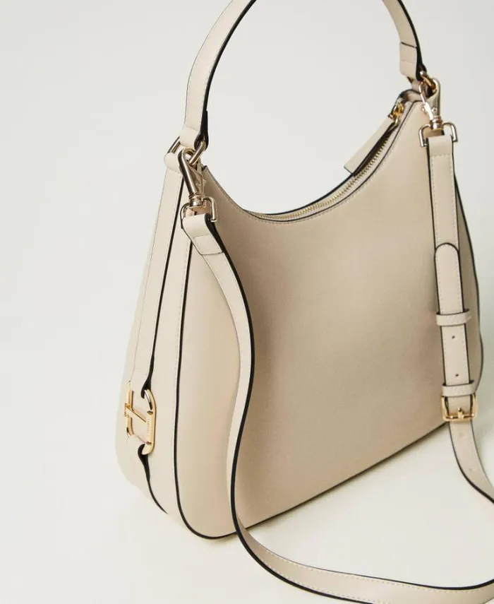Twinset Hobo Bags Hobo Bag With Oval T Buckle Old White 8211 Bags