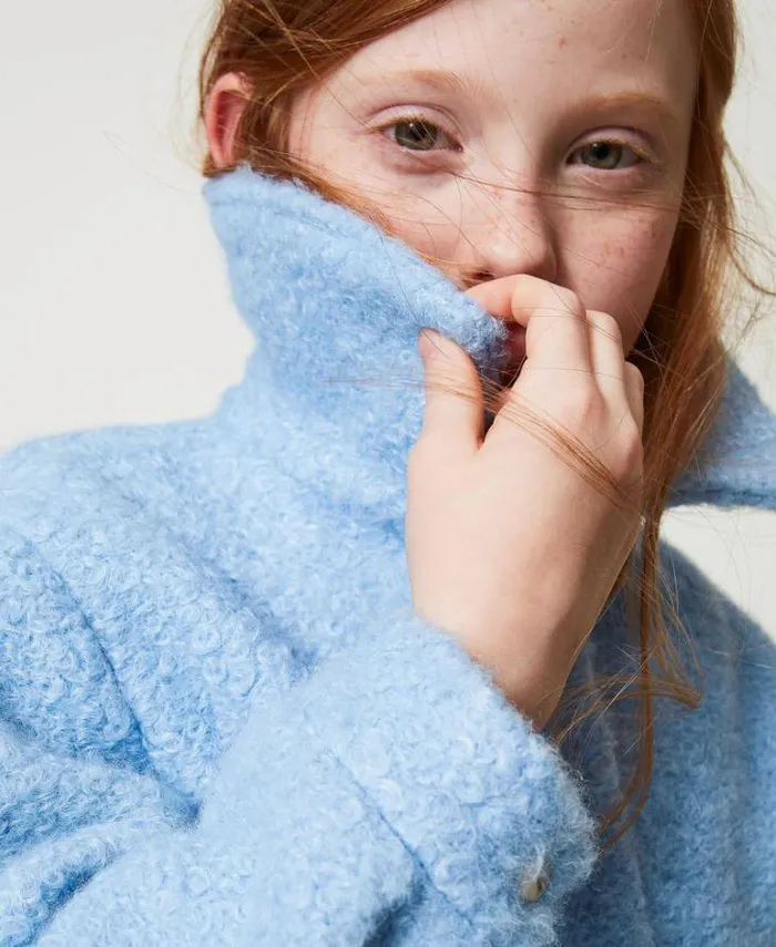 Twinset Jackets And Outerwear Curly Wool Cloth Jacket Frozen Fjord Light Blue 8211 Girl