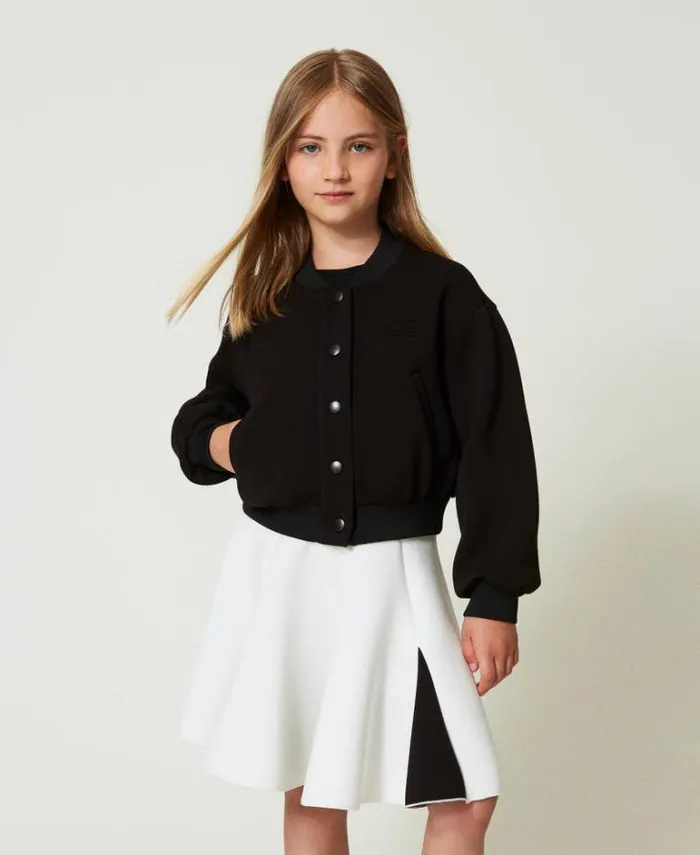 Twinset Jackets And Outerwear Scuba Fabric Bomber Jacket Black 8211 Girl