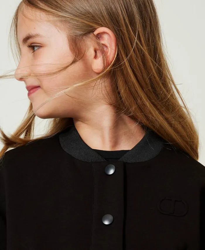 Twinset Jackets And Outerwear Scuba Fabric Bomber Jacket Black 8211 Girl