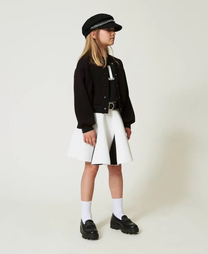 Twinset Jackets And Outerwear Scuba Fabric Bomber Jacket Black 8211 Girl