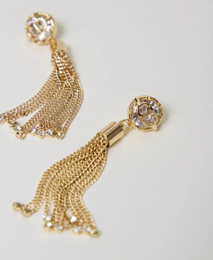 Twinset Jewellery Tassel Earrings With Oval T New Gold 8211 Accessories
