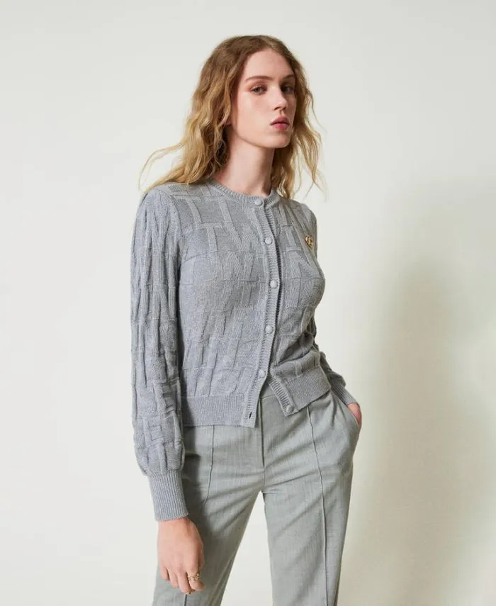 Twinset Jumpers And Cardigans Cotton And Cashmere Cardigan With Logo Warm Melange Gray 8211 Clothing Twinset Jumpers And Cardigans Cotton And Cashmere Cardigan With Logo Warm Melange Gray 8211 Clothing