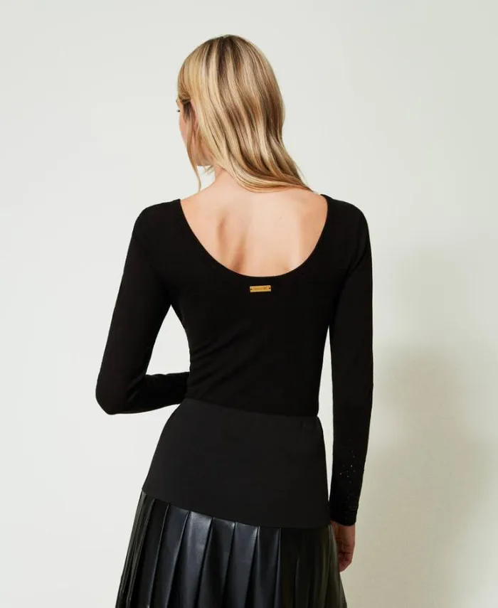 Twinset Jumpers And Cardigans Jumper With Fadeout Rhinestones Black 8211 Clothing