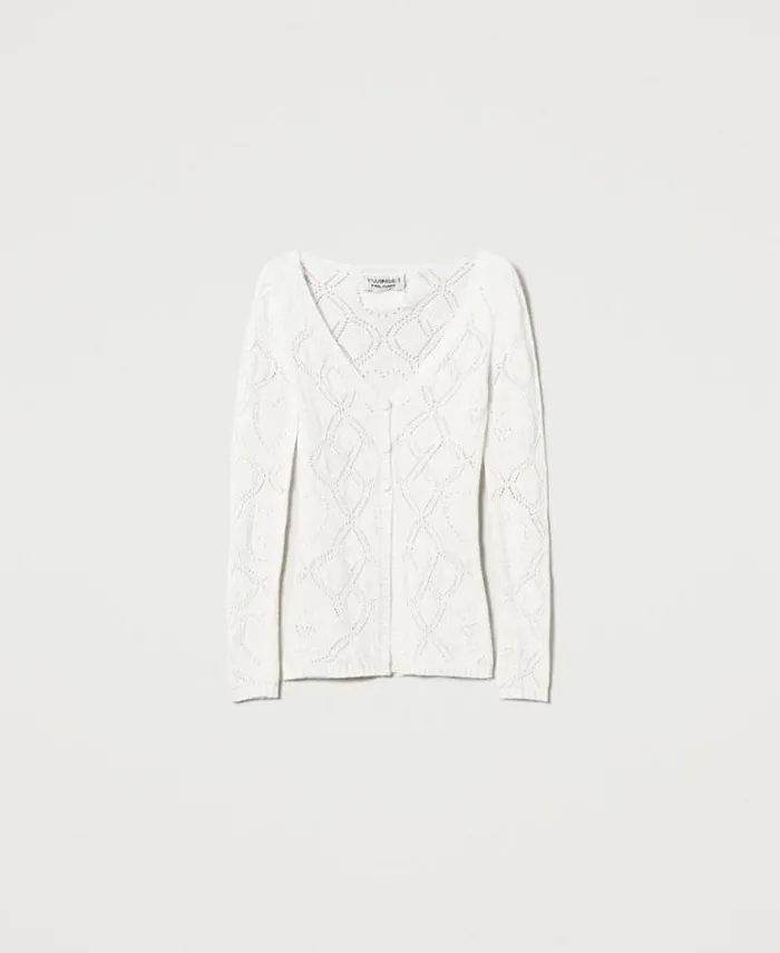 Twinset Jumpers And Cardigans Treeblend Yarn Seamless Cardigan White Snow 8211 Clothing