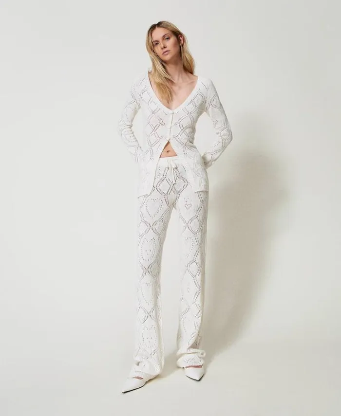 Twinset Jumpers And Cardigans Treeblend Yarn Seamless Cardigan White Snow 8211 Clothing