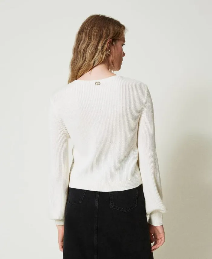 Twinset Jumpers And Cardigans Wool Blend Crochet Jumper White Snow 8211 Clothing