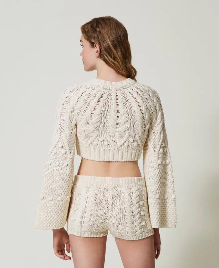 Twinset Jumpers And Cardigans Wool Cropped Jumper White Snow 8211 Clothing