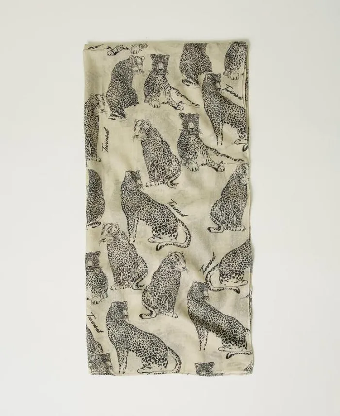 Twinset Scarves Stole With Printed Jaguars Black Snow White Jaguar Print 8211 Accessories