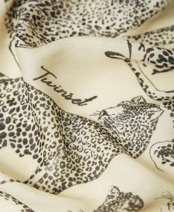 Twinset Scarves Stole With Printed Jaguars Black Snow White Jaguar Print 8211 Accessories