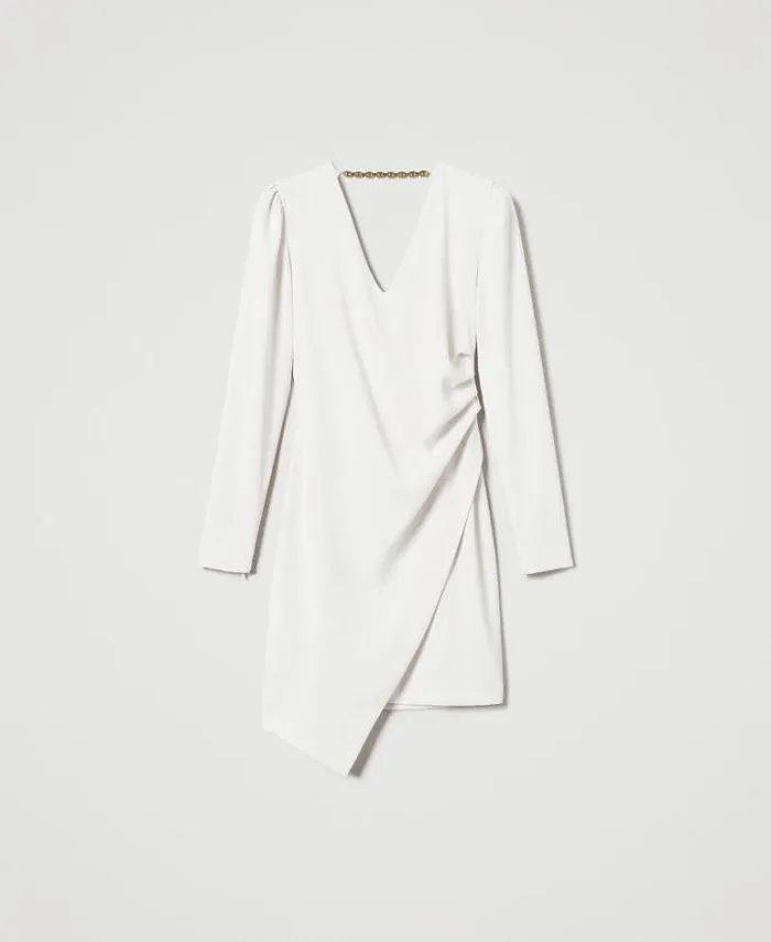 Twinset Short Dresses Short Dress With Oval T Chain Old White 8211 Clothing