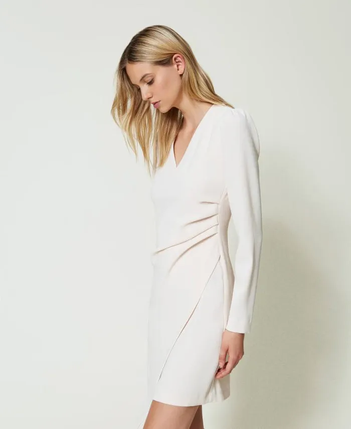Twinset Short Dresses Short Dress With Oval T Chain Old White 8211 Clothing