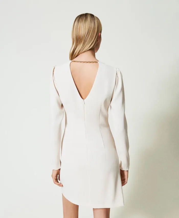 Twinset Short Dresses Short Dress With Oval T Chain Old White 8211 Clothing