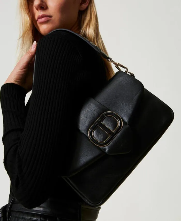 Twinset Shoulder Bags 039Amie039 Medium Nappa Leather Shoulder Bag Black 8211 Bags