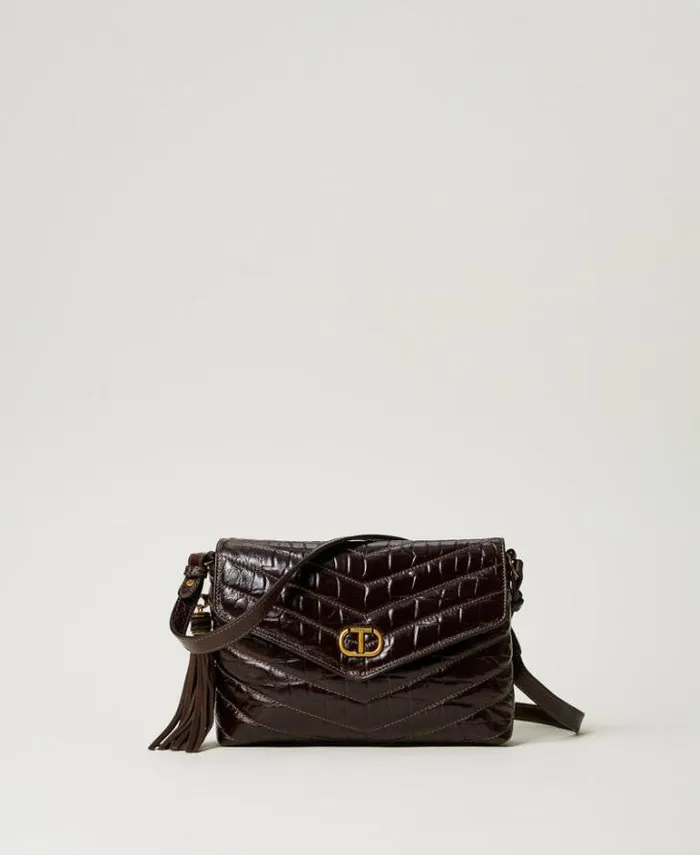 Twinset Shoulder Bags 039Dreamy039 Medium Crocodile Print Leather Shoulder Bag Dark Chocolate Brown 8211 Bags Twinset Shoulder Bags 039Dreamy039 Medium Crocodile Print Leather Shoulder Bag Dark Chocolate Brown 8211 Bags