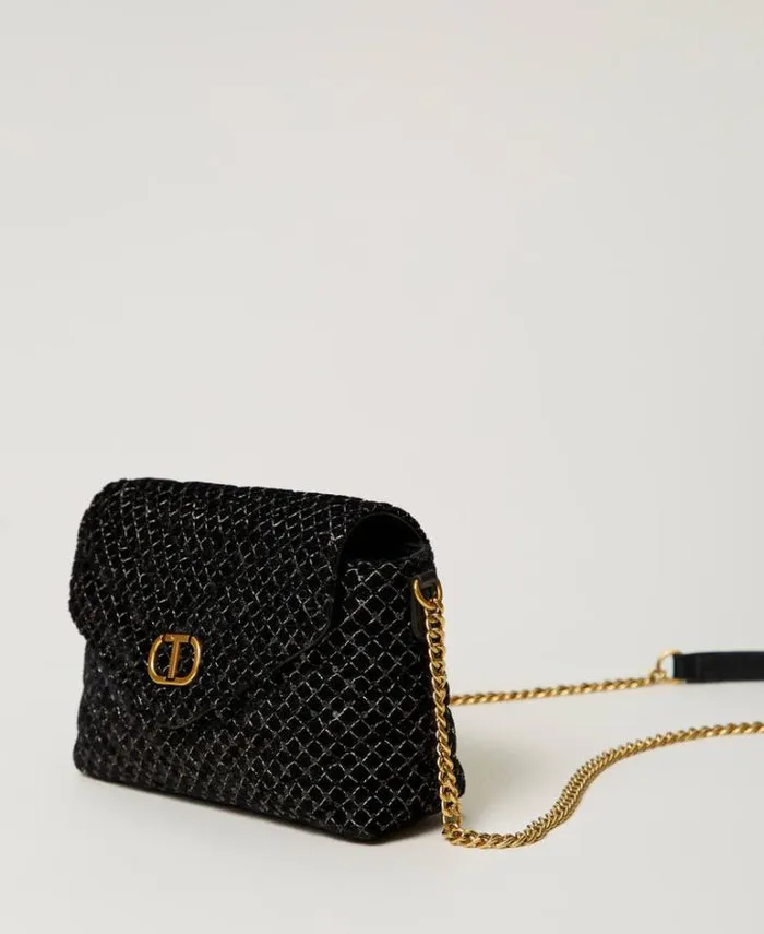 Twinset Shoulder Bags 039Dreamy039 Small Embroidered Velvet Shoulder Bag Black 8211 Bags