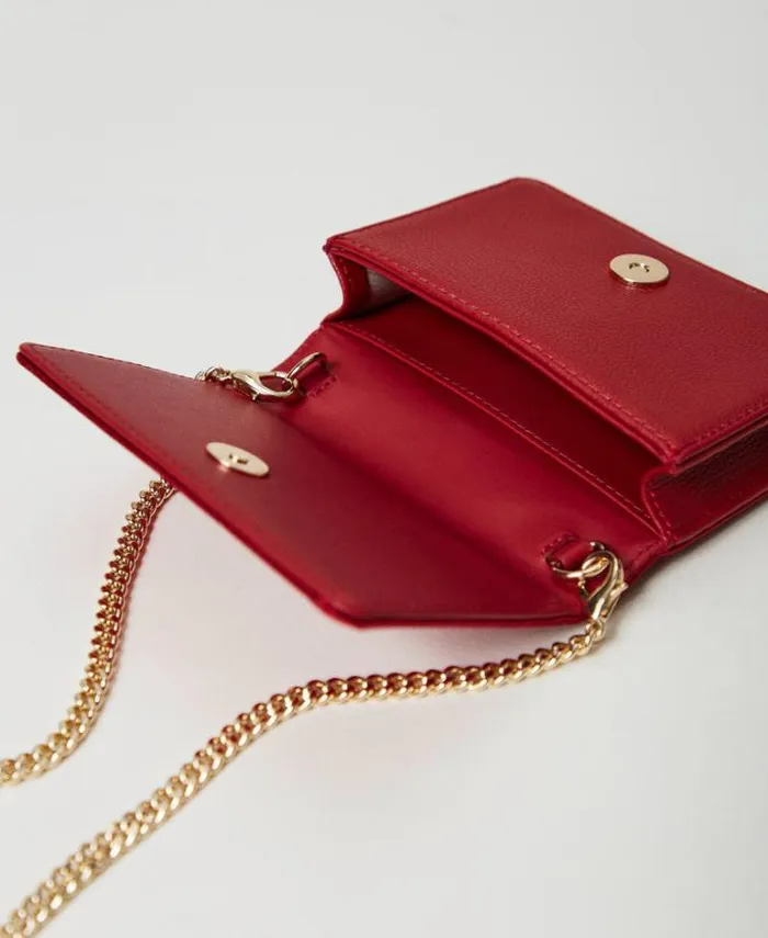 Twinset Shoulder Bags Mini Satin Shoulder Bag With Rhinestones Venetian Red 8211 Bags