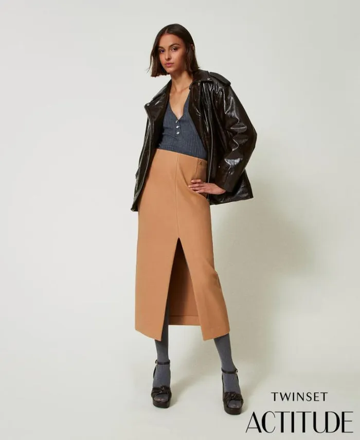 Twinset Suits And Sets Animal Print Biker Jacket Molegrave Brown 8211 Clothing