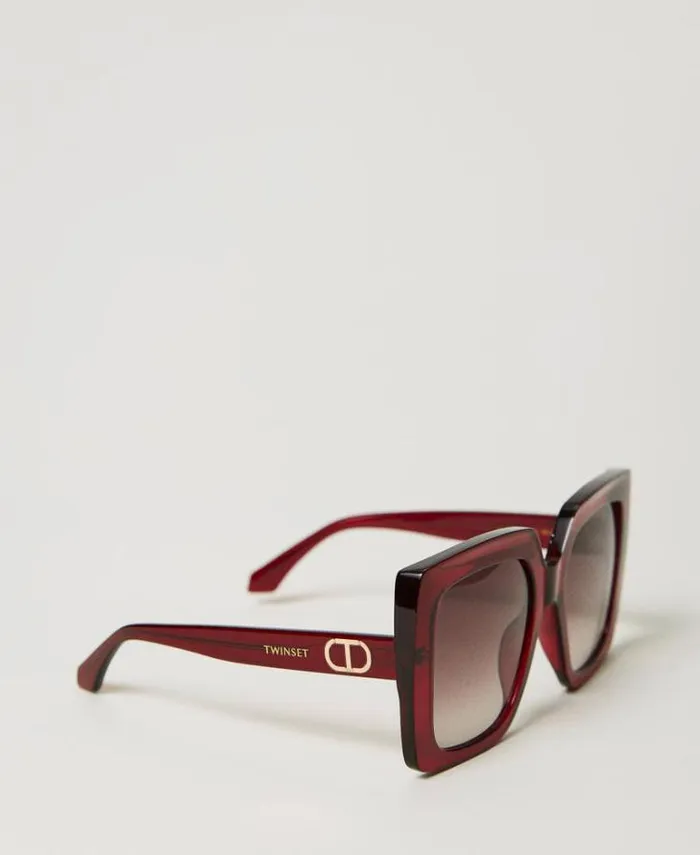 Twinset Sunglasses Oversized Square Sunglasses Shiny Transparency Raspberry 8211 Accessories