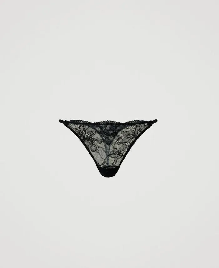 Twinset Underwear And Nightwear Lace Gstring Black 8211 Clothing
