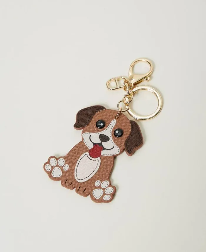 Twinset Wallets And Keyrings Dog Keyring With Oval T Chocolate Malt 8211 Accessories