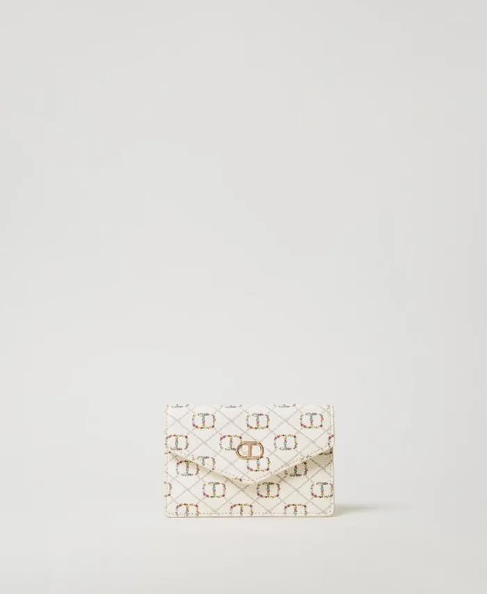 Twinset Wallets And Keyrings Flat Card Holder With Oval T Flower Oval T And Twinset Ivory 8211 Accessories Twinset Wallets And Keyrings Flat Card Holder With Oval T Flower Oval T And Twinset Ivory 8211 Accessories