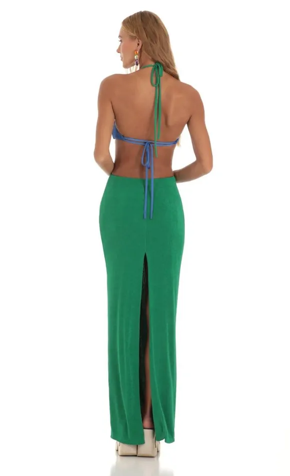 Two Toned Cutout Maxi Dress Blue And Green Women LUCY IN THE SKY Maxi Dresses Two Toned Cutout Maxi Dress Blue And Green Women LUCY IN THE SKY Maxi Dresses