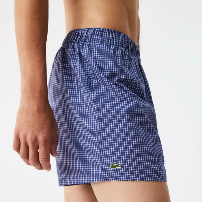 Underwear and Socks Men Lacoste Men039s 3Pack Striped Boxers Navy Blue White Blue 82150