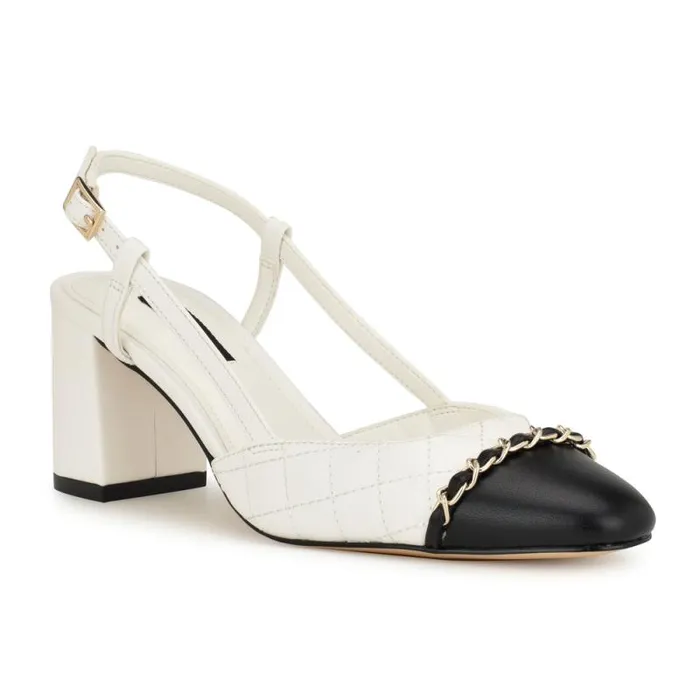 Uround Quilted Cap Top Slingbacks White Women Nine West Heels Uround Quilted Cap Top Slingbacks White Women Nine West Heels