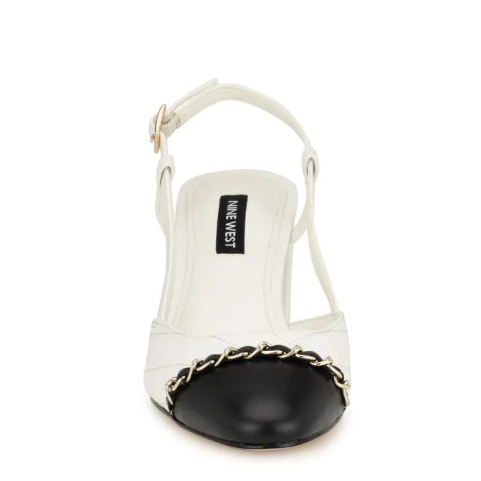 Uround Quilted Cap Top Slingbacks White Women Nine West Heels Uround Quilted Cap Top Slingbacks White Women Nine West Heels