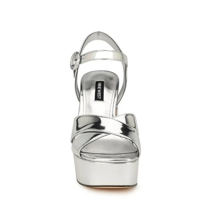 Vallen Strappy Platform Sandals Silver Women Nine West Sandals Vallen Strappy Platform Sandals Silver Women Nine West Sandals