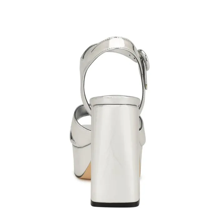 Vallen Strappy Platform Sandals Silver Women Nine West Sandals Vallen Strappy Platform Sandals Silver Women Nine West Sandals