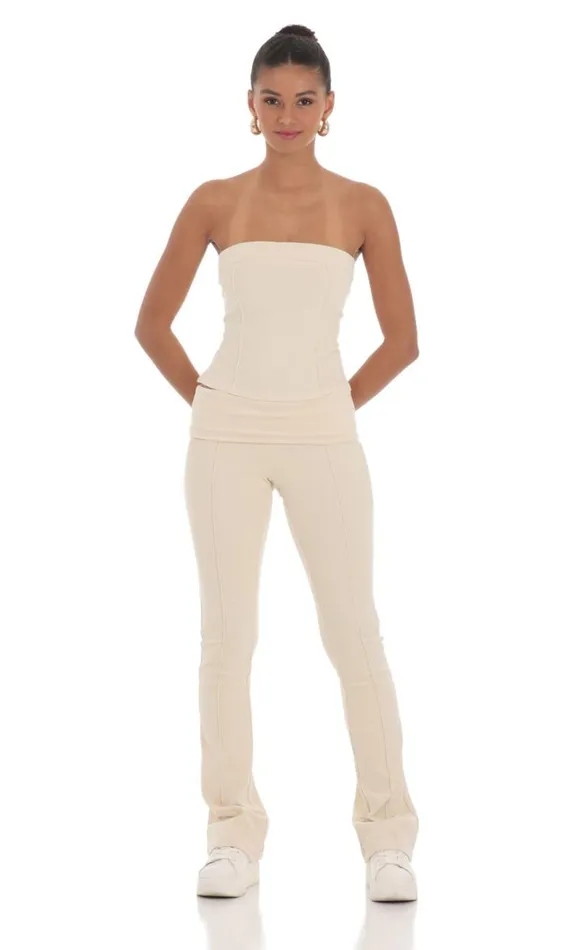 Velour Two Piece Set Cream Women LUCY IN THE SKY Loungewear
