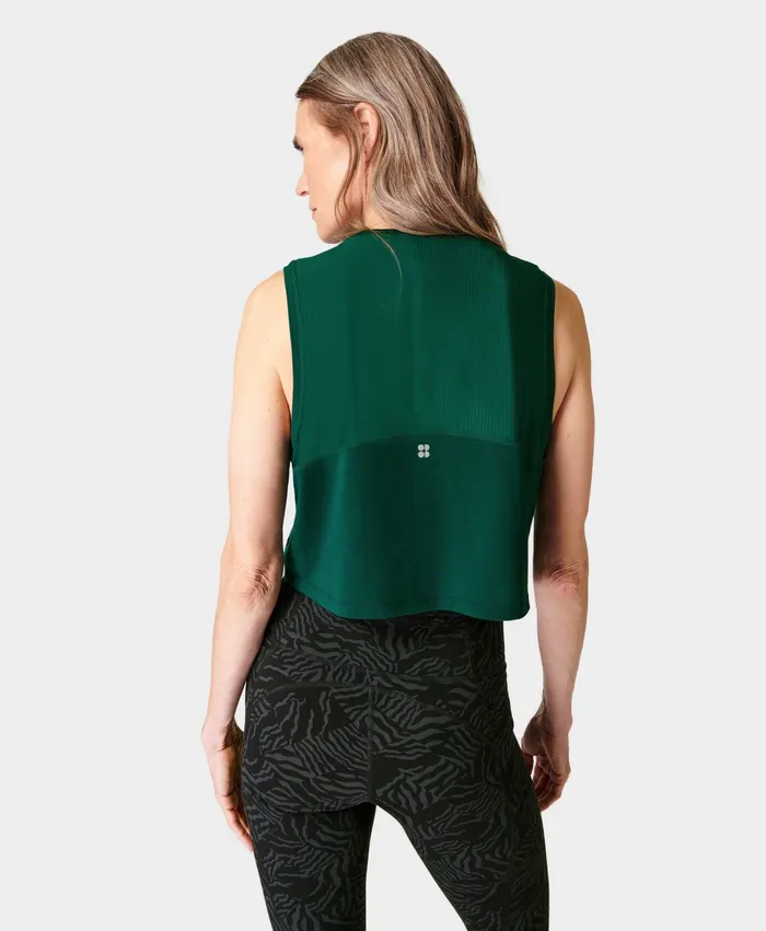 Vest Tops Breathe Easy Crop Muscle Vest Retro Green Sweaty Betty Women