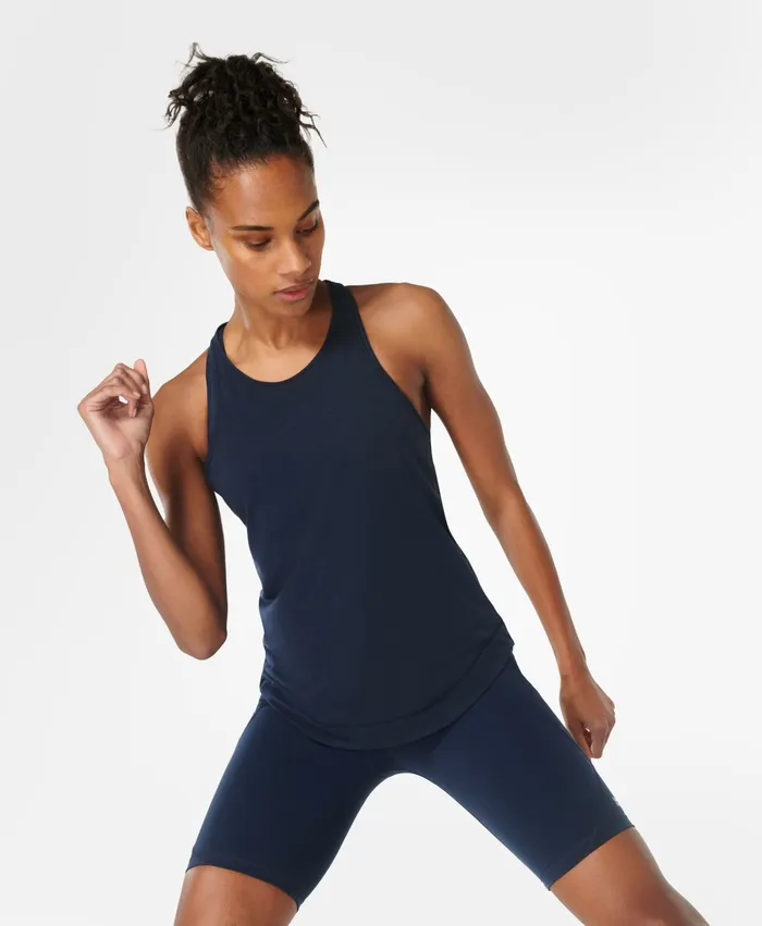 Vest Tops Sweaty Betty Women Breathe Easy Running Vest Navy Blue