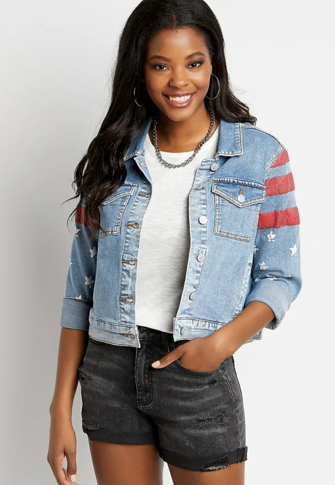 Vigoss Americana Denim Jacket Women Maurices Tops