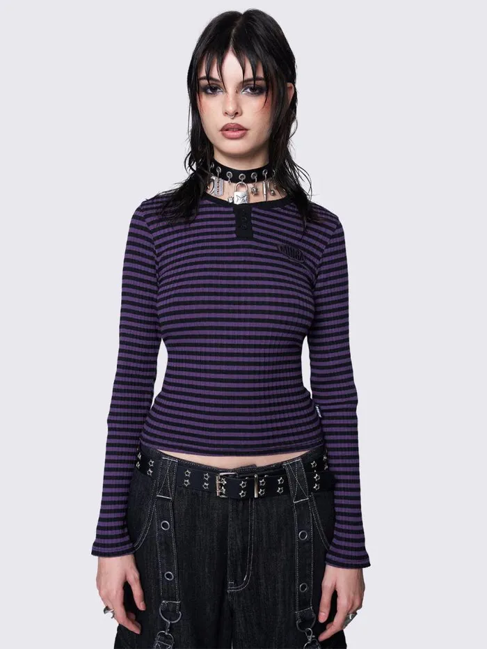 Violet Striped Top Women Minga London Tops and TShirts