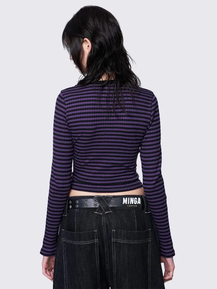 Violet Striped Top Women Minga London Tops and TShirts
