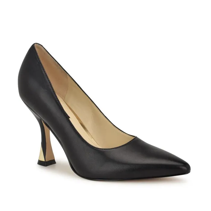 Vylot Pointy Toe Pumps Black Leather Women Nine West Heels Vylot Pointy Toe Pumps Black Leather Women Nine West Heels
