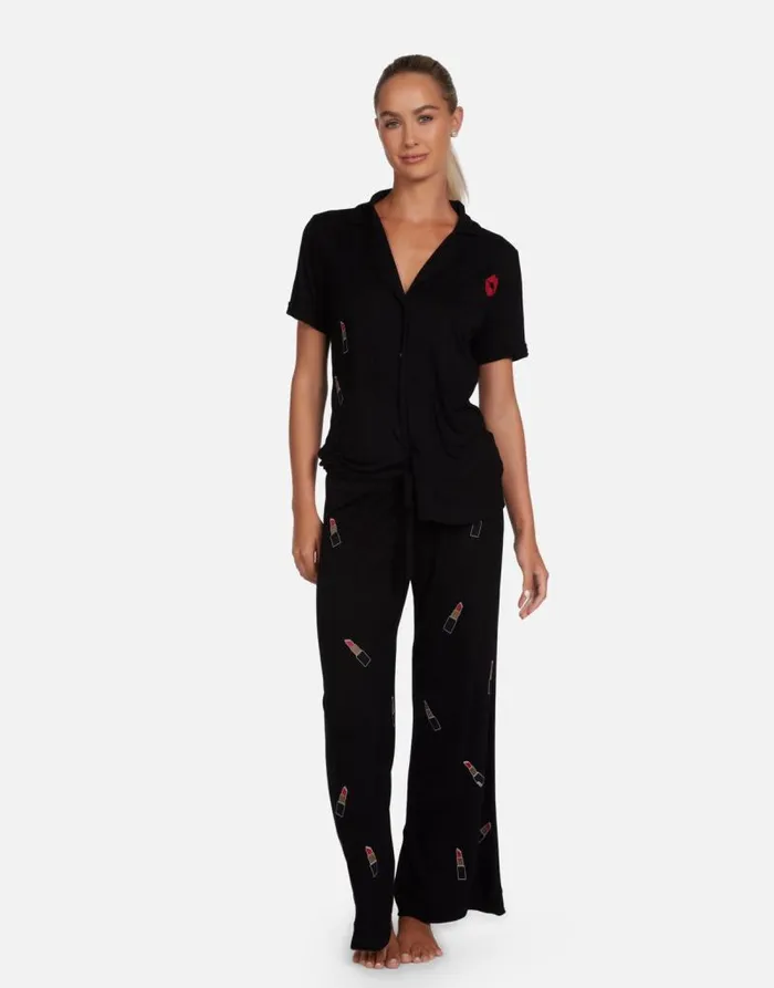 Waverly Lipstick Lip Black Women Lauren Moshi Short Sleeve