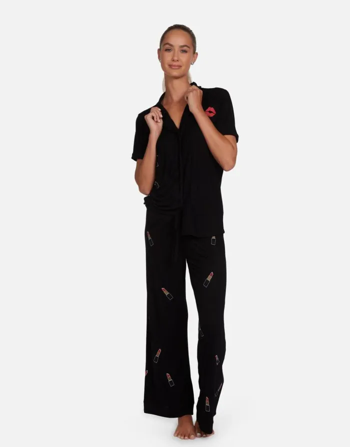 Waverly Lipstick Lip Black Women Lauren Moshi Short Sleeve