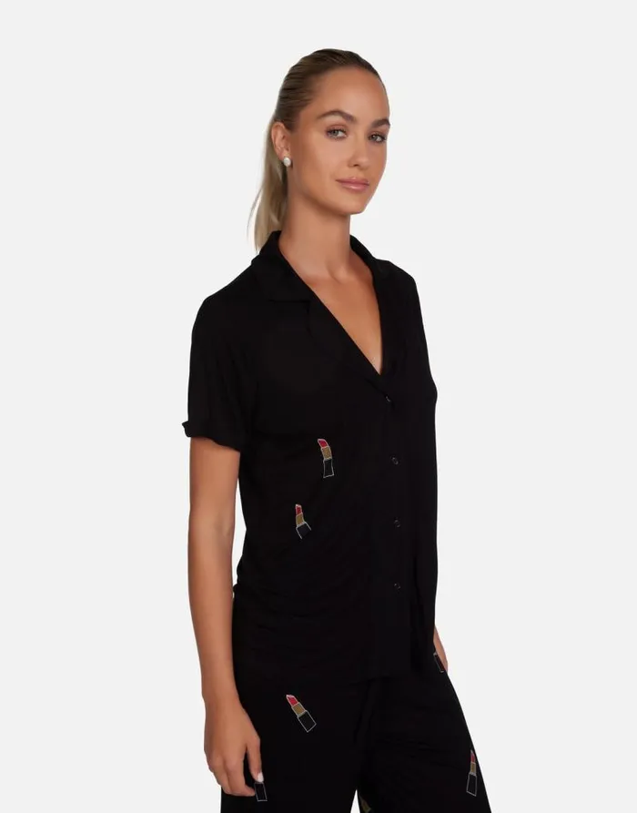 Waverly Lipstick Lip Black Women Lauren Moshi Short Sleeve