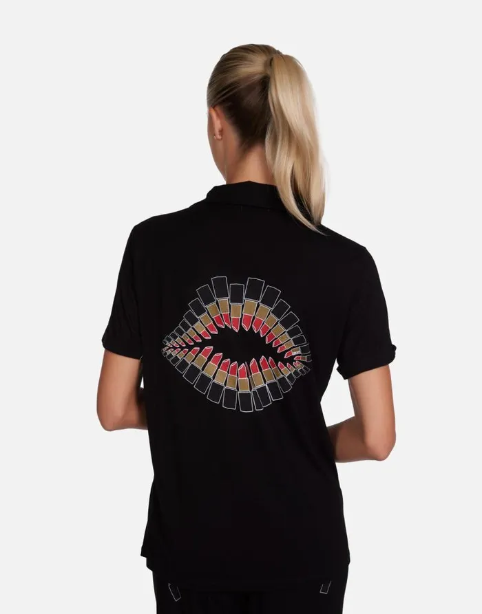 Waverly Lipstick Lip Black Women Lauren Moshi Short Sleeve