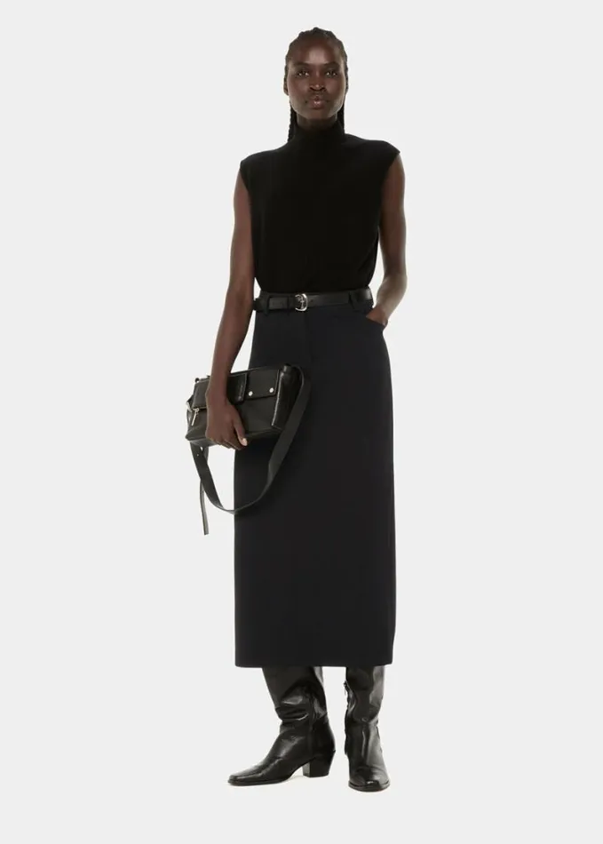 Whistles Abigail Tailored Midi Skirt Black Women Tailoring