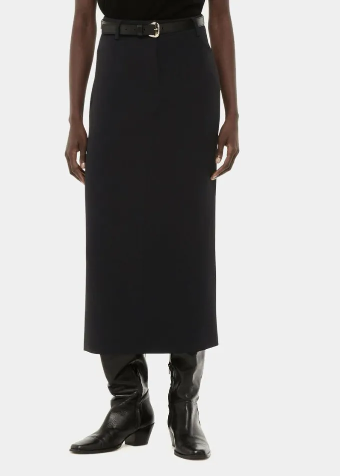 Whistles Abigail Tailored Midi Skirt Black Women Tailoring