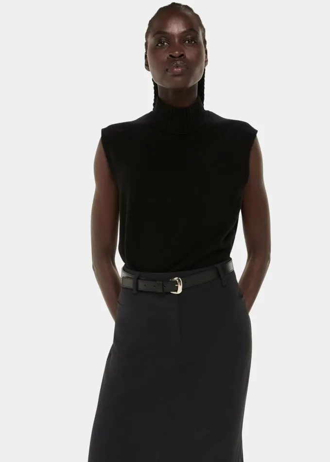 Whistles Abigail Tailored Midi Skirt Black Women Tailoring
