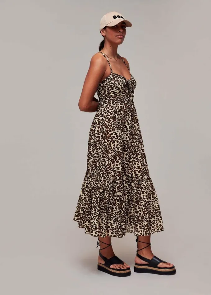 Whistles Animal Tie Front Beach Dress Leopard Print Women Dresses